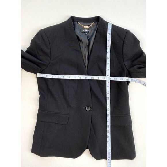 DKNY‎ Blazer Jacket Black 6 Petite Single Button - Picture 3 of 7